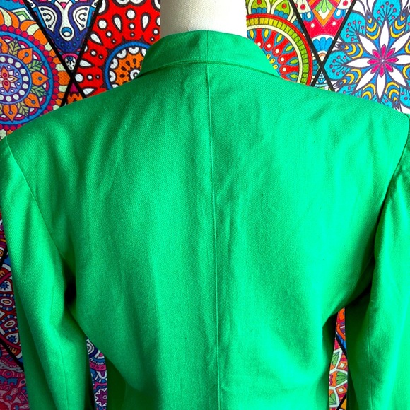 Vintage 1980s Louis Féraud Green Double Breasted Blazer Sz 10 - Picture 4 of 10